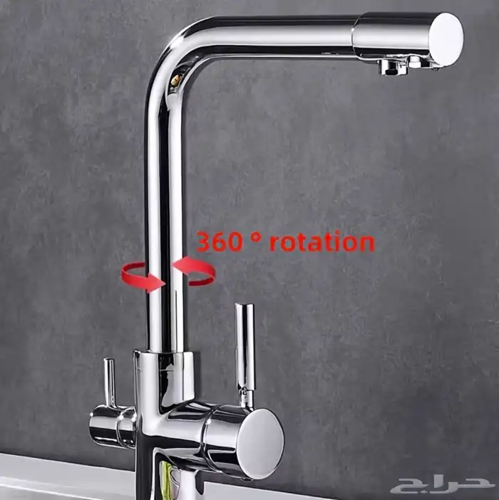 خلاط مجلى كروم مطفي ثلاثة خطوط مع خط ماء للشرب 2
