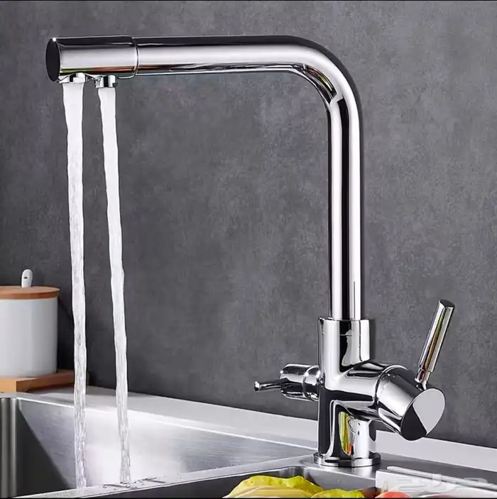 خلاط مجلى كروم مطفي ثلاثة خطوط مع خط ماء للشرب 0