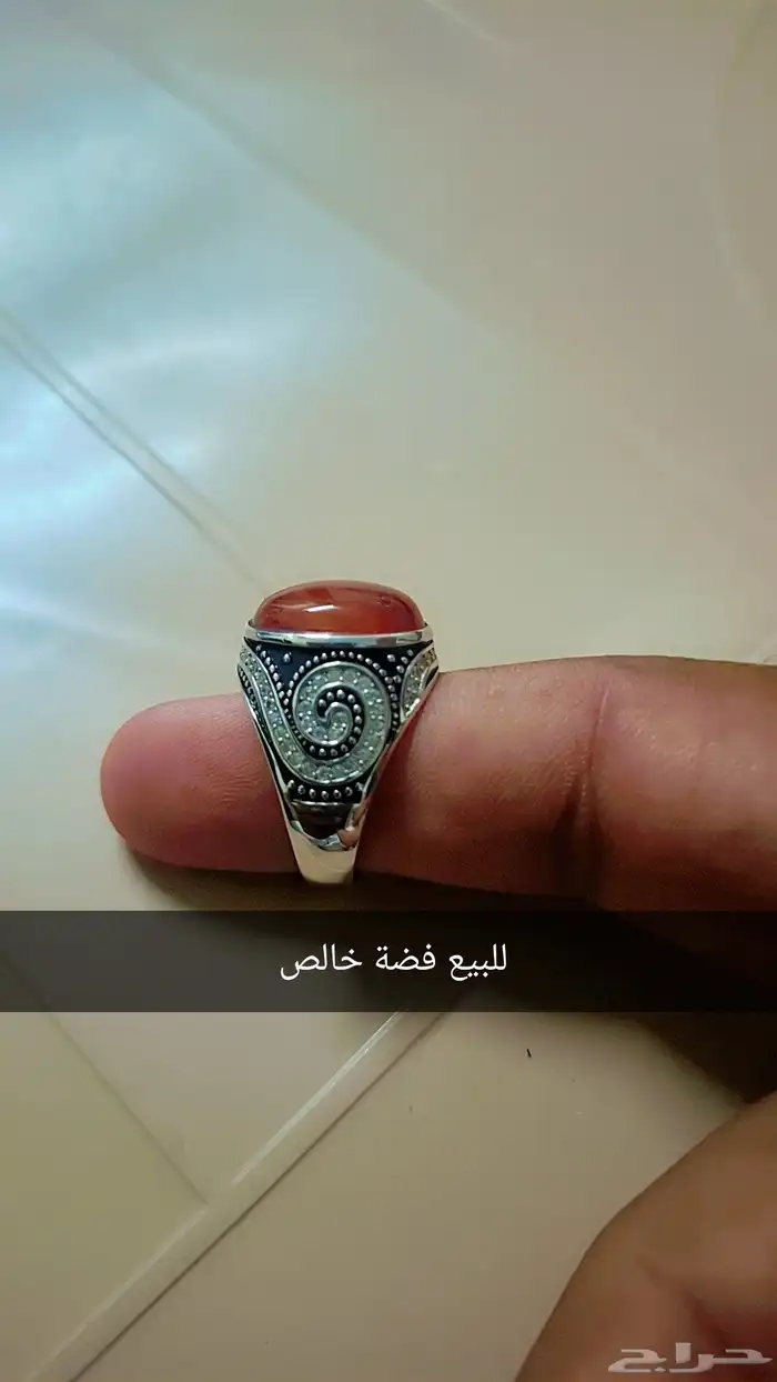 خاتم فضه جديد على السوم شغل بحريني حجرايطالي 2
