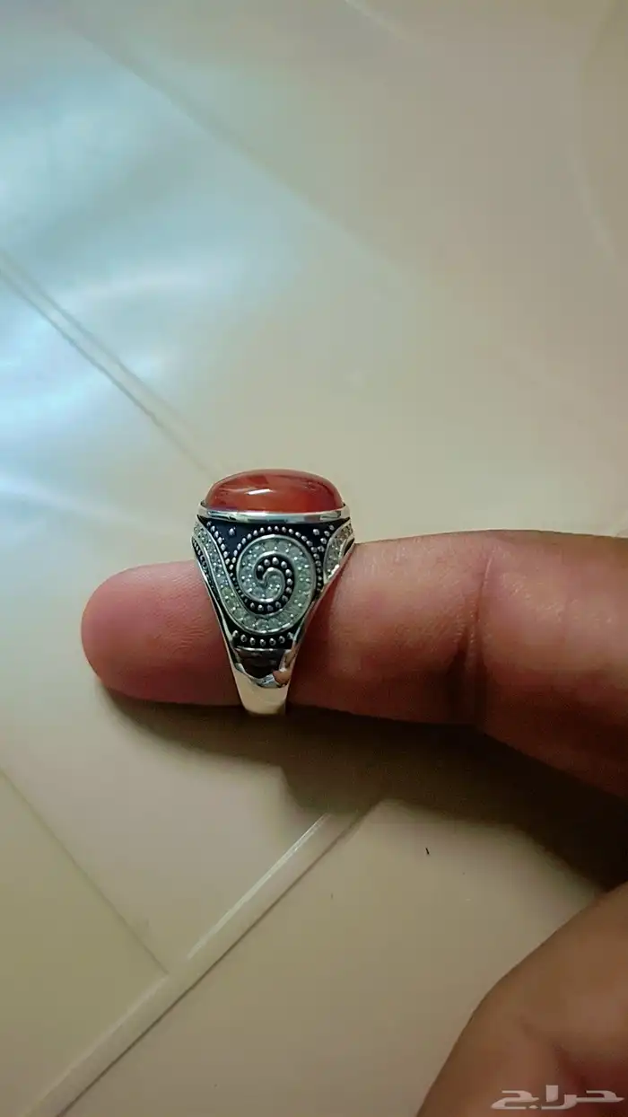 خاتم فضه جديد على السوم شغل بحريني حجرايطالي 1