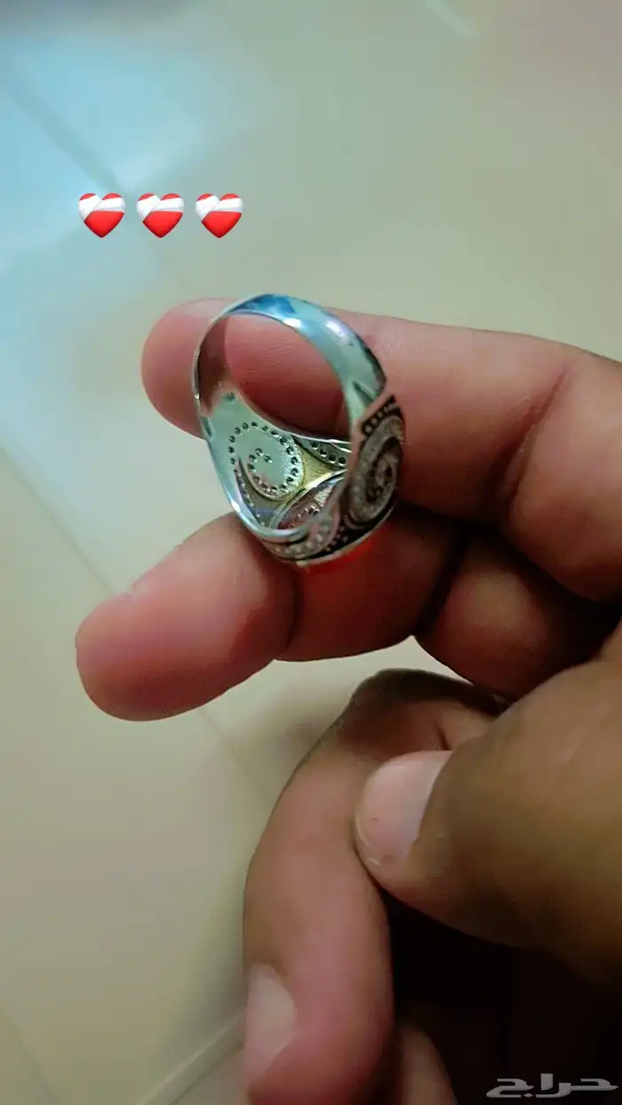 خاتم فضه جديد على السوم شغل بحريني حجرايطالي 3