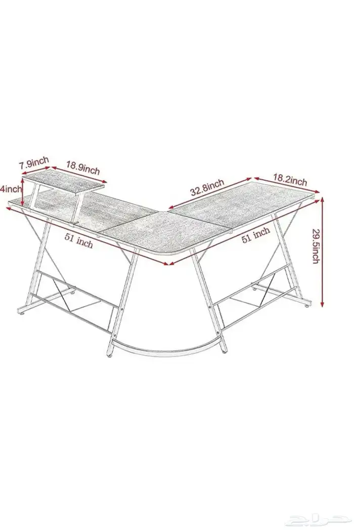 طاولة العاب ومكتب قيمنق على شكل حرف L 5
