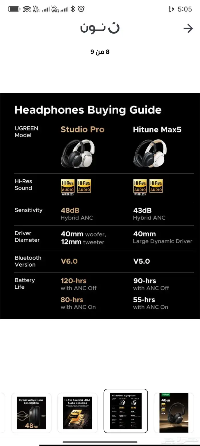 سماعة رأس بلوتوث من UGREEN Studio Pro 3