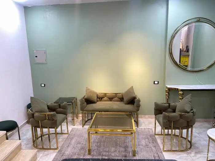 للبيع طقم جلسة مودرن فاخر   شغل استانلس ذهبي فخم 1