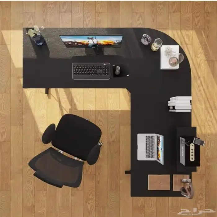 طاولة العاب ومكتب قيمنق على شكل حرف L 6