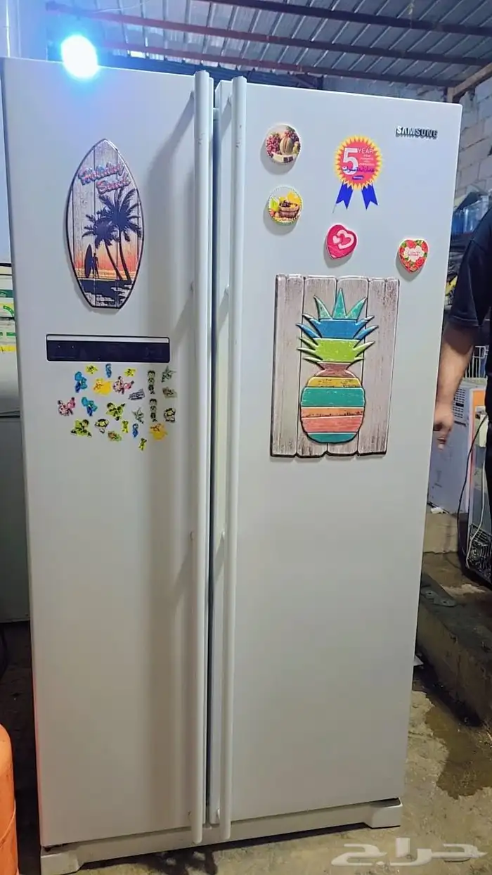 ثلاجة سامسونج دولابي 21 قدم مستخدمه نظيفة بسعر 850 ريال موقع 0