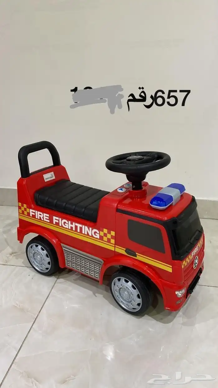 سيارة اطفال دف على شكل سيارة دفاع مدني عدة الوان 0