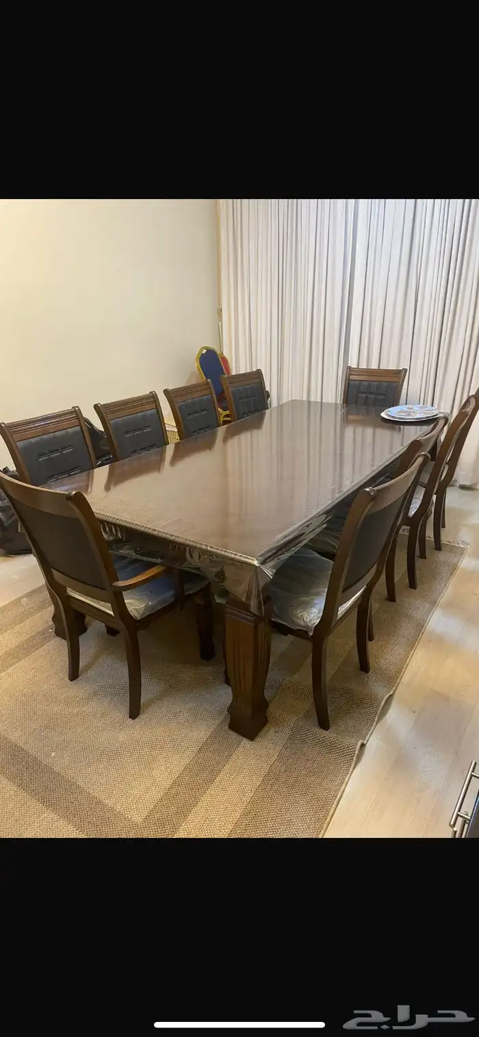 طاولة طعام وطاولة بوفيهات ودولاب مواعين طقم كامل 0