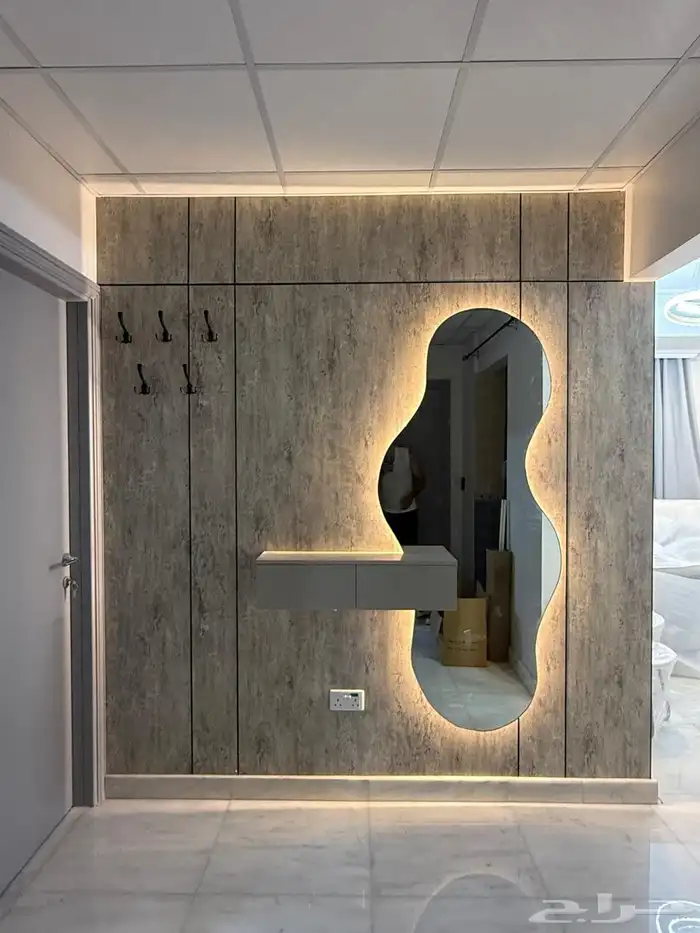 مرايات ارفف طاولات ديكورات شيبورد ديكور صاله رف معلق 2