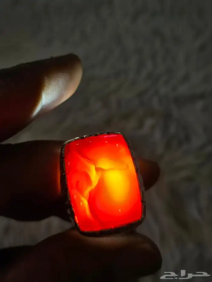 خاتم فضة عقيق يماني كرزي 7