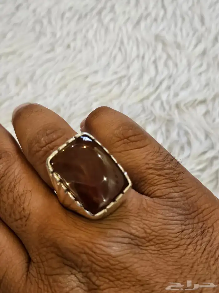 خاتم فضة عقيق يماني كرزي 2