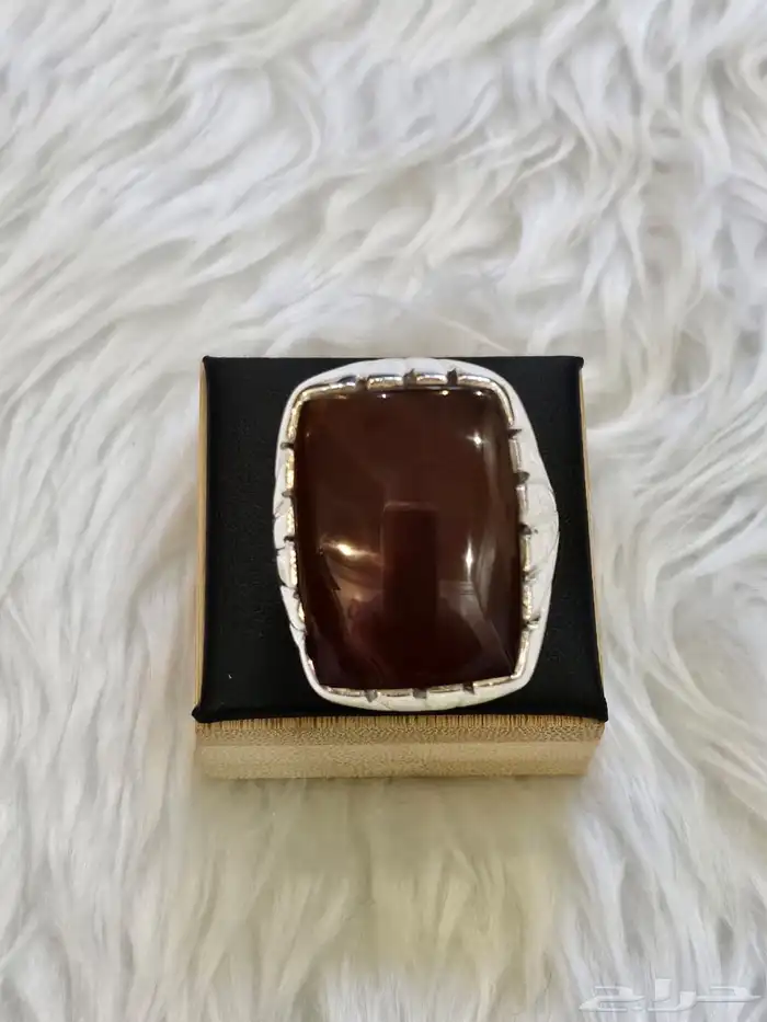 خاتم فضة عقيق يماني كرزي 8