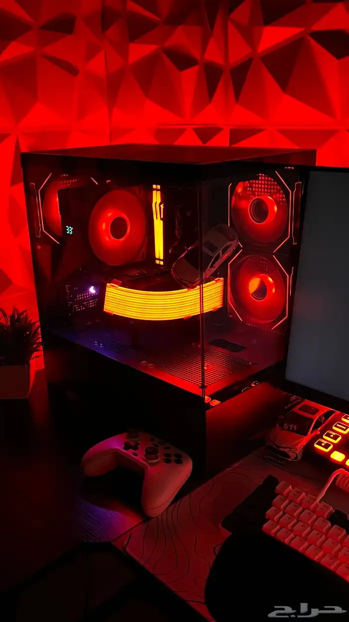 بي سي و شاشتين و مايك مكسر كيبور ماوس كل شي 8