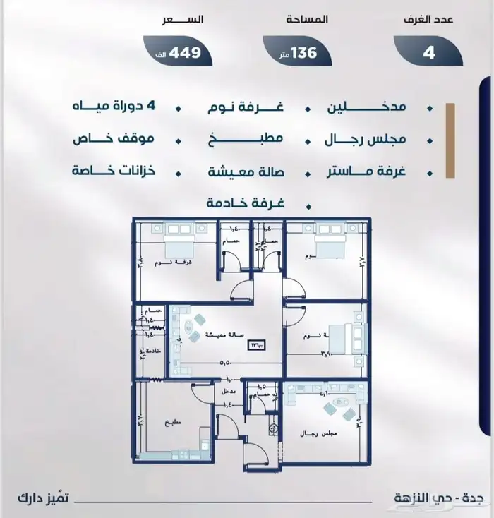 شقق تمليك بالقرب من المطار والعرب مول تبدا 345 الف حي النزهه 3