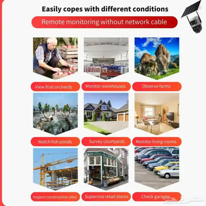 كاميرا طاقة شمسية شريحة انترنت (جديد) مع ذاكرة128G 10