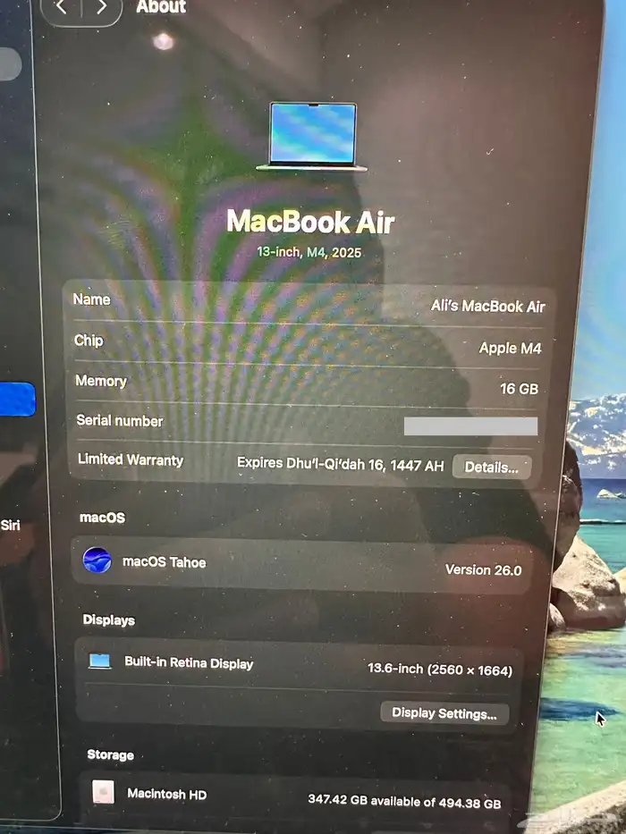 ماك بوك أير 2025 - 512g - 16g M4 5