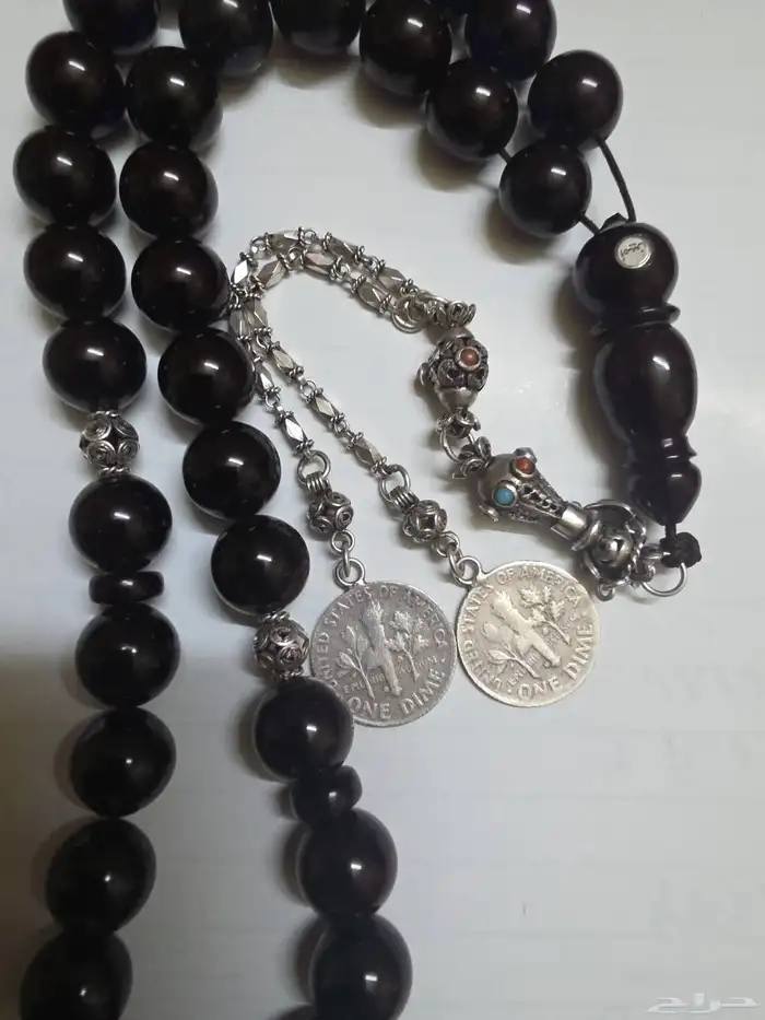 سبحة حرباء شراب وفواصل فضة 1