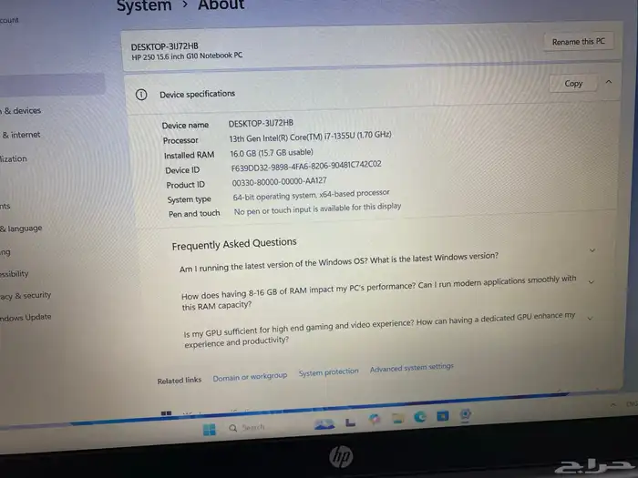 لابتوب اتش بي كور i7 جيل 13 نفس الجديد 27