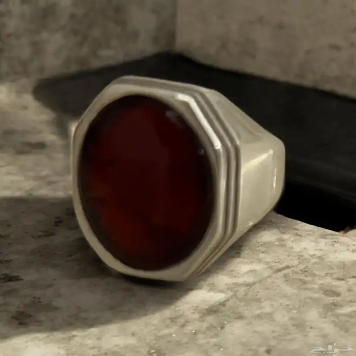 خاتم عقيق يمني احمر 2