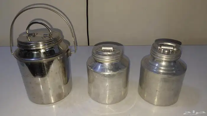 سطل سمن العدد 3 الباقية المتوجدة 2 نحاس وحدة استيل هندي 0