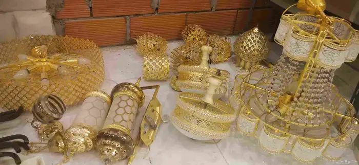 نجفة سقف ذهبي كريستال نجفات ثريا ابجوره. ديكور. كماليات. 1