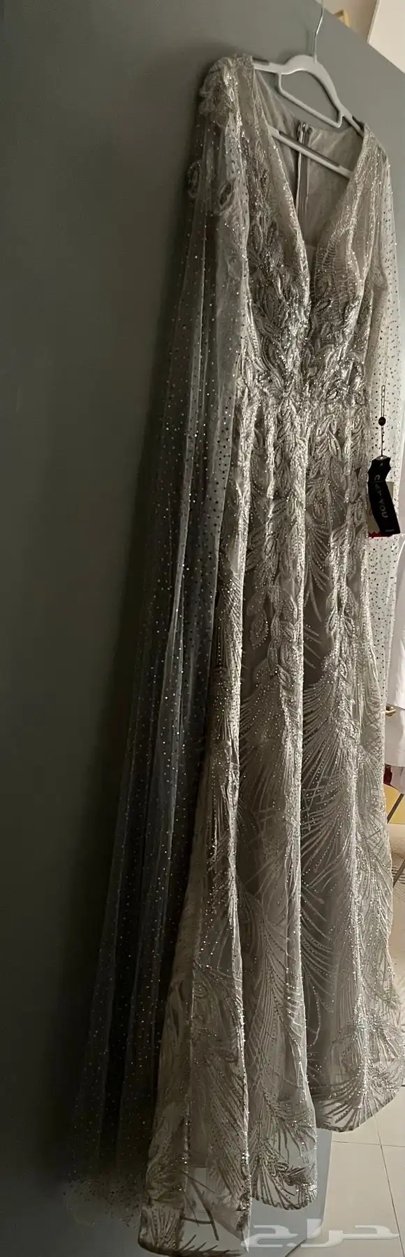 فستان سهرة حريمي رمادي فاتح 2