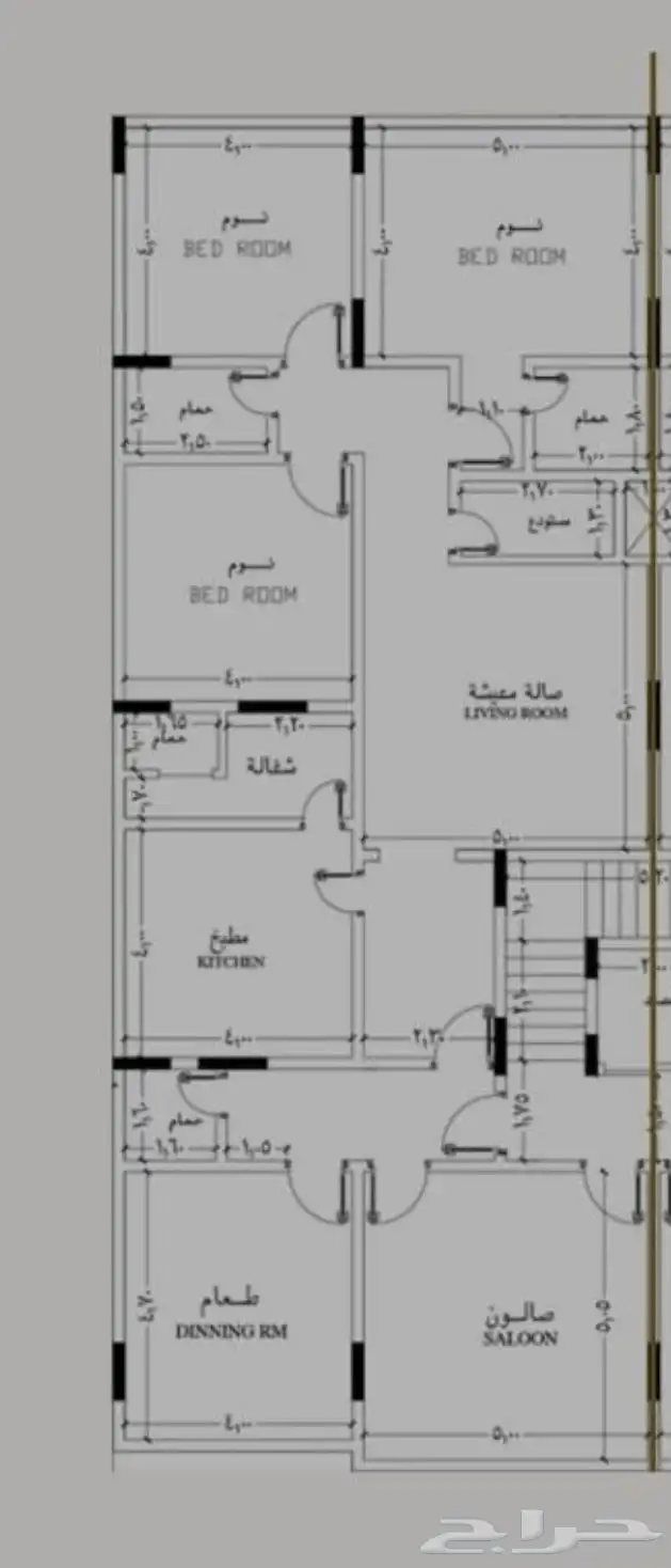شقة خمس 5 غرف للبيع حي الريان 1