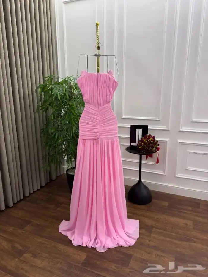 فستان وردي ناعم مقاس S جديد ما أنلبس 3