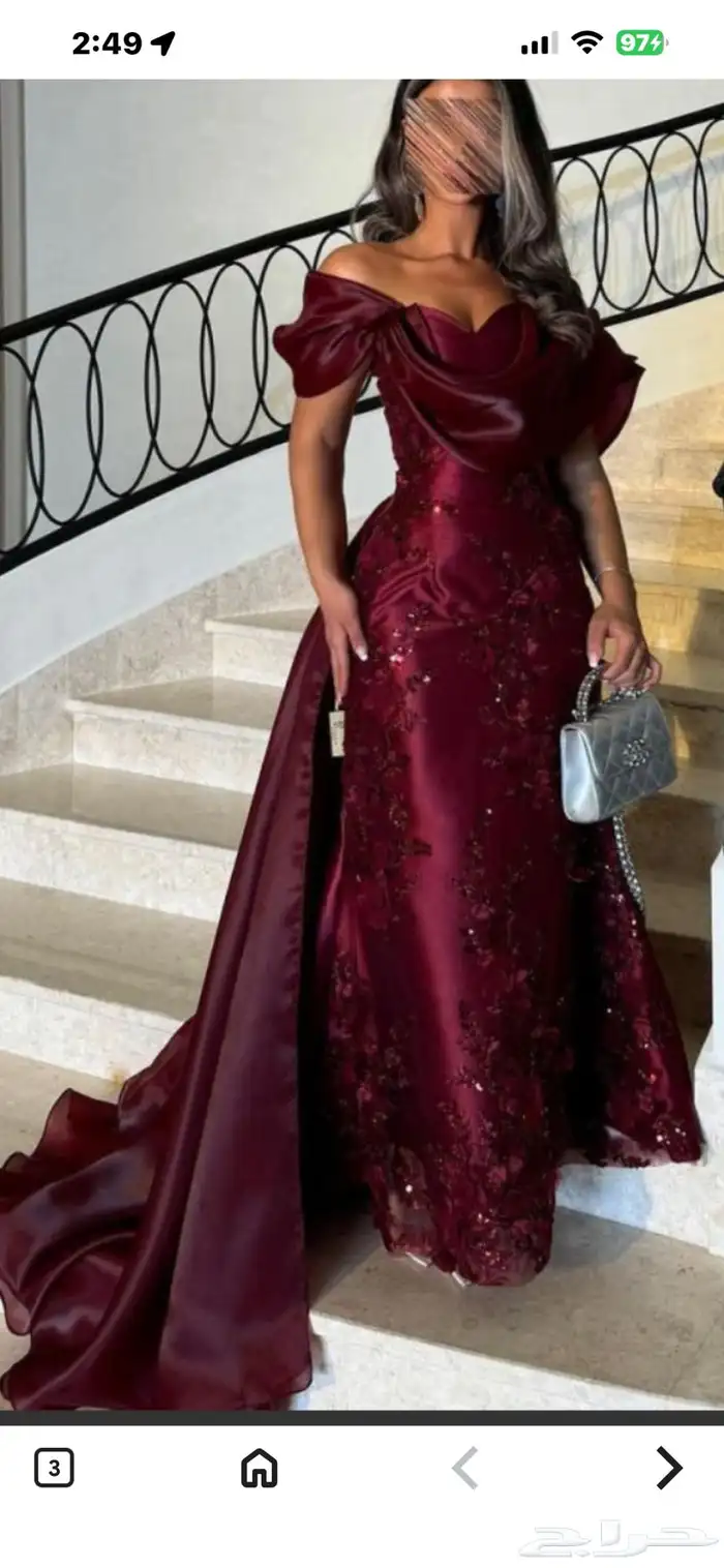 فساتين سهره شبه جديد لبسه وحده ثلاث ساعات فقط 2