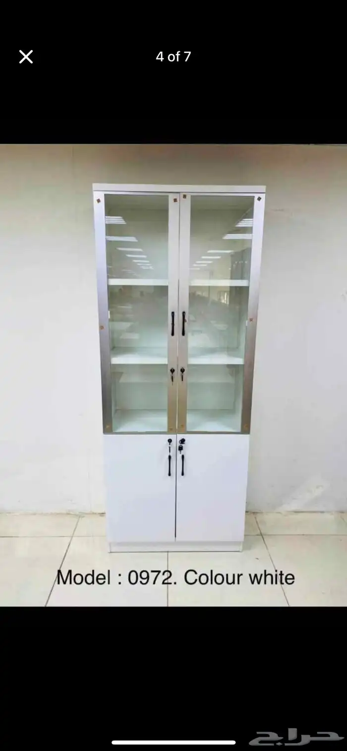 خزانة تخزين مكتبية خشبية مع أبواب زجاجية وقفل 18