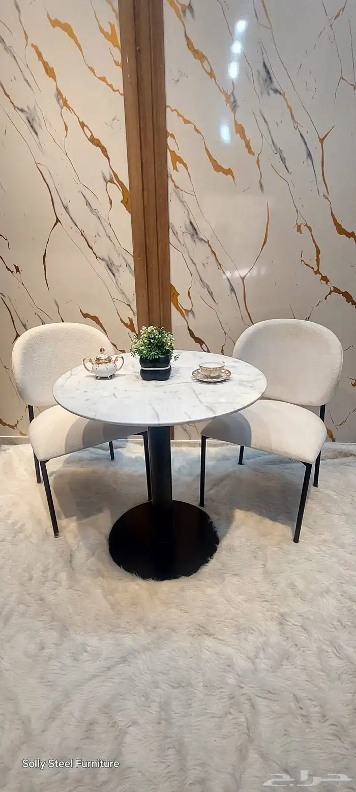 كرسي وترابيزة مودرن   شغل استانلس ذهبي فاخر 0