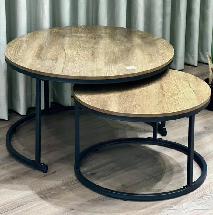 طقم طاولات قهوة خشبية دائرية (قطعتين) KRESLO   كريسلو 0