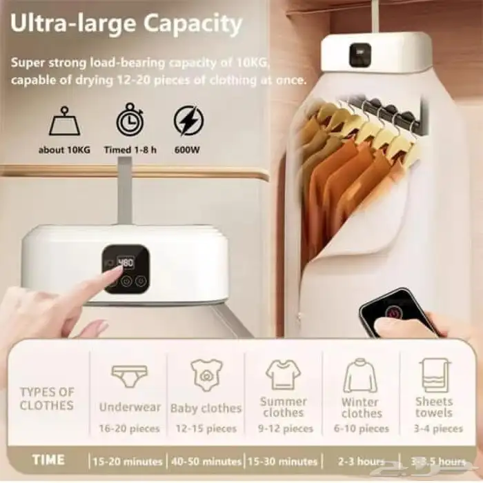 مجفف ملابس كهربائي بحجم صغير بريموت - DENX DX2571 0