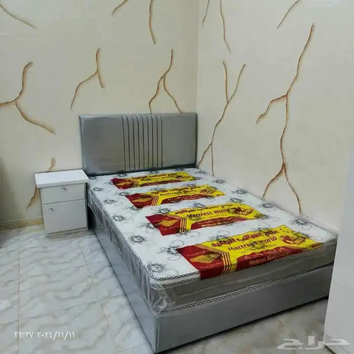 2سرير نفر ونص 2مرتبة 2مخده 2شرشف 8قطع مع خصم خاص 9