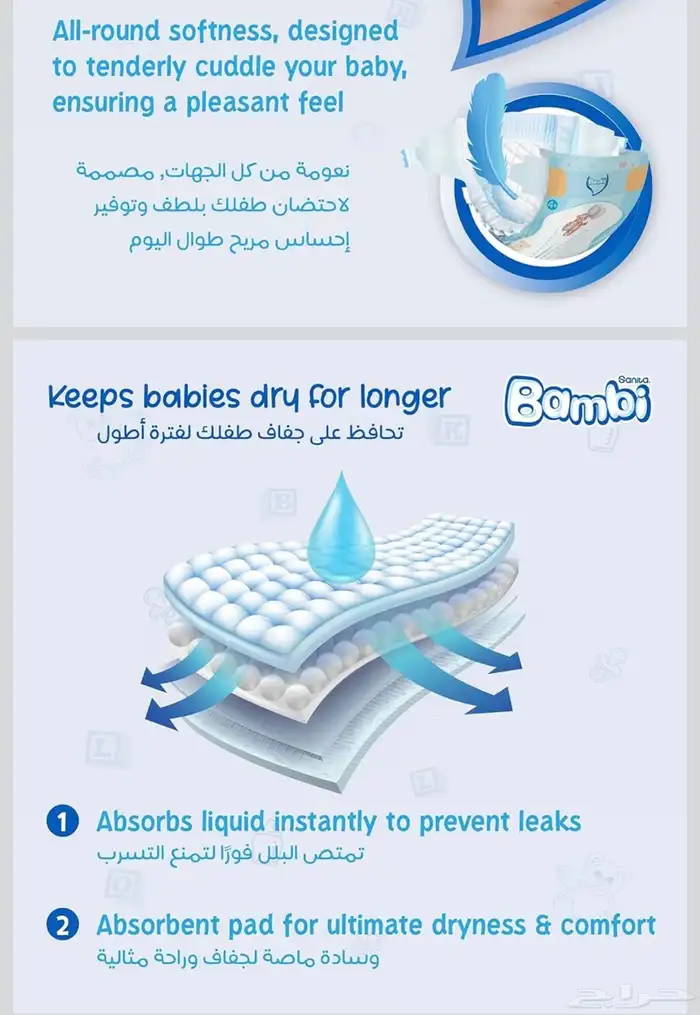 حفاضات بامبي مقاس 4  (10-18كلغم) 116 حبة 1