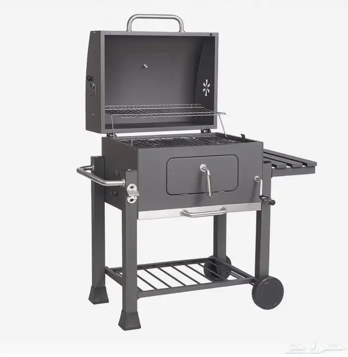 شواية فحم متنقلة بغطاء ورف جانبي (جديدة) 0