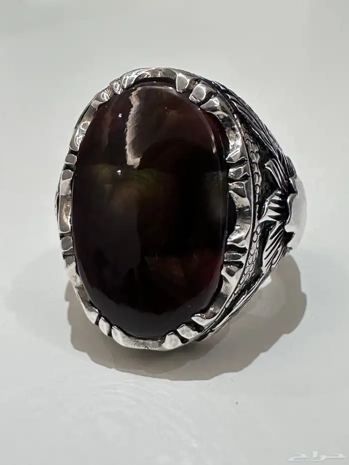 خاتم عقيق مكسيكي ناري طبيعي مميز 3