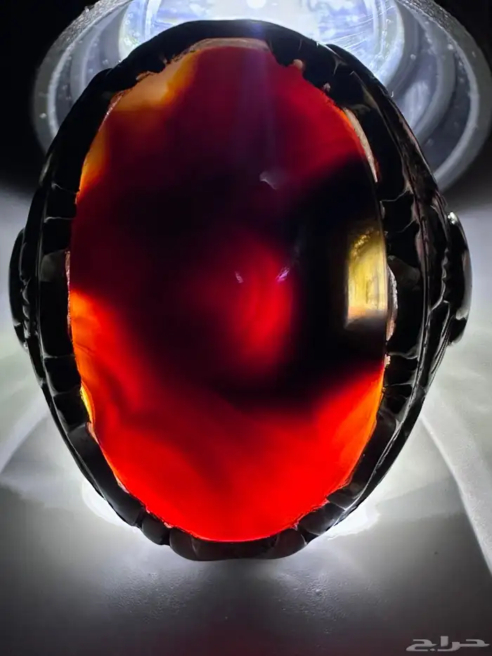 خاتم عقيق مكسيكي ناري طبيعي مميز 4