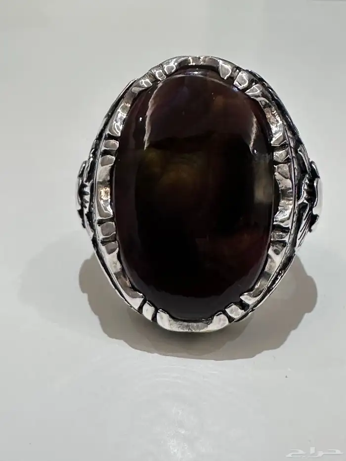 خاتم عقيق مكسيكي ناري طبيعي مميز 0