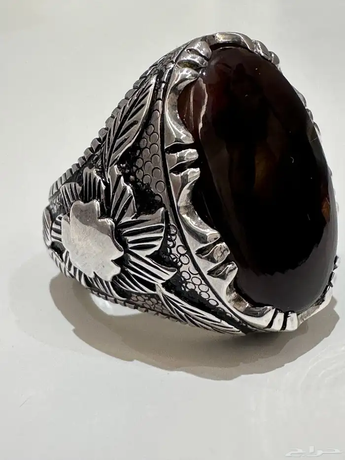 خاتم عقيق مكسيكي ناري طبيعي مميز 2