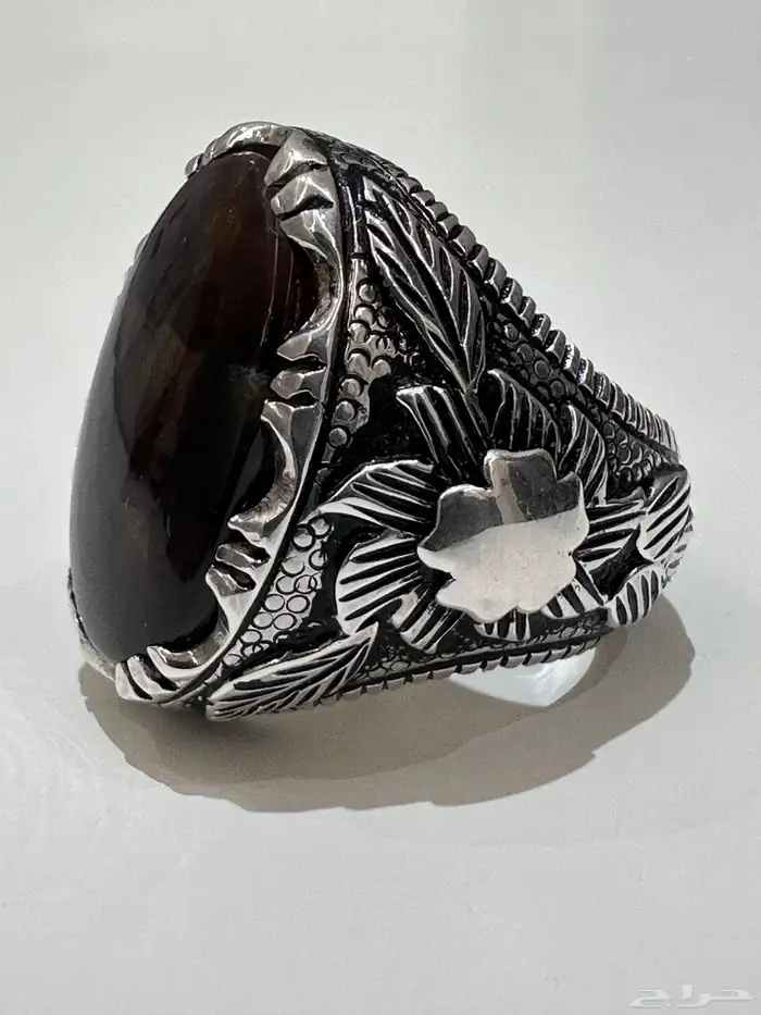 خاتم عقيق مكسيكي ناري طبيعي مميز 1