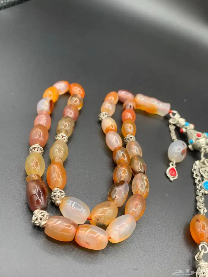 سبح عقيق يمني طبيعي فضة 6