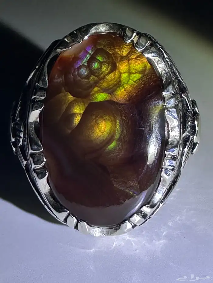 خاتم عقيق مكسيكي ناري طبيعي مميز 5