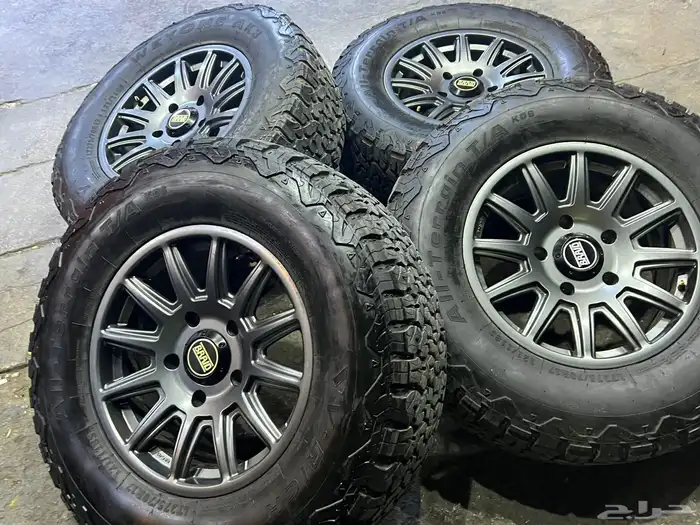 جنوط برايد لند كروزر 5 مسمار مع كفرات نص حجري مقاس275 70 17 10