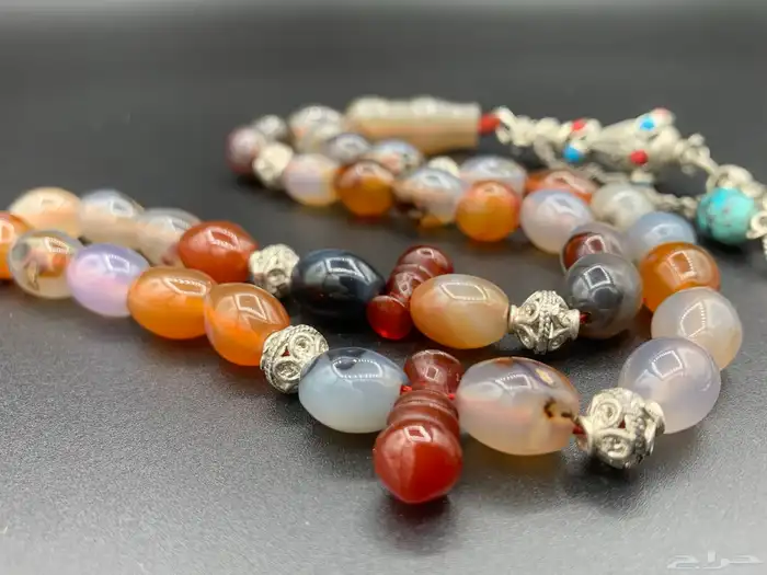 سبح عقيق يمني طبيعي فضة 1