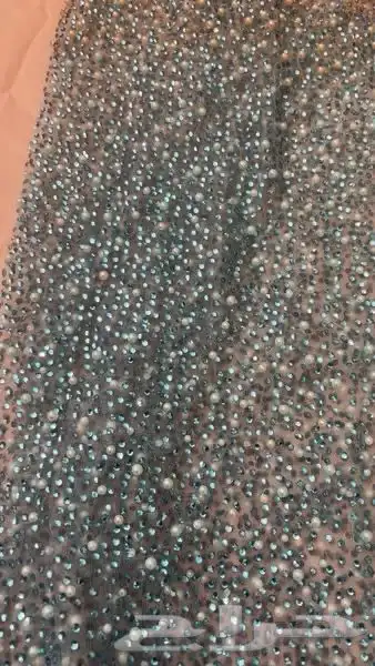 قماش تل فاخر مرصع بالكرستال سوارفسكي واللول. 2