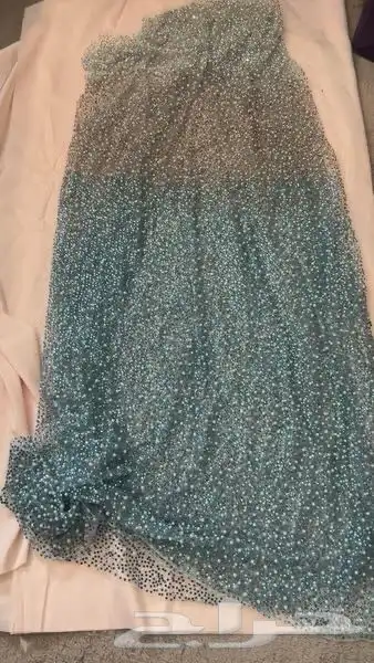 قماش تل فاخر مرصع بالكرستال سوارفسكي واللول. 1