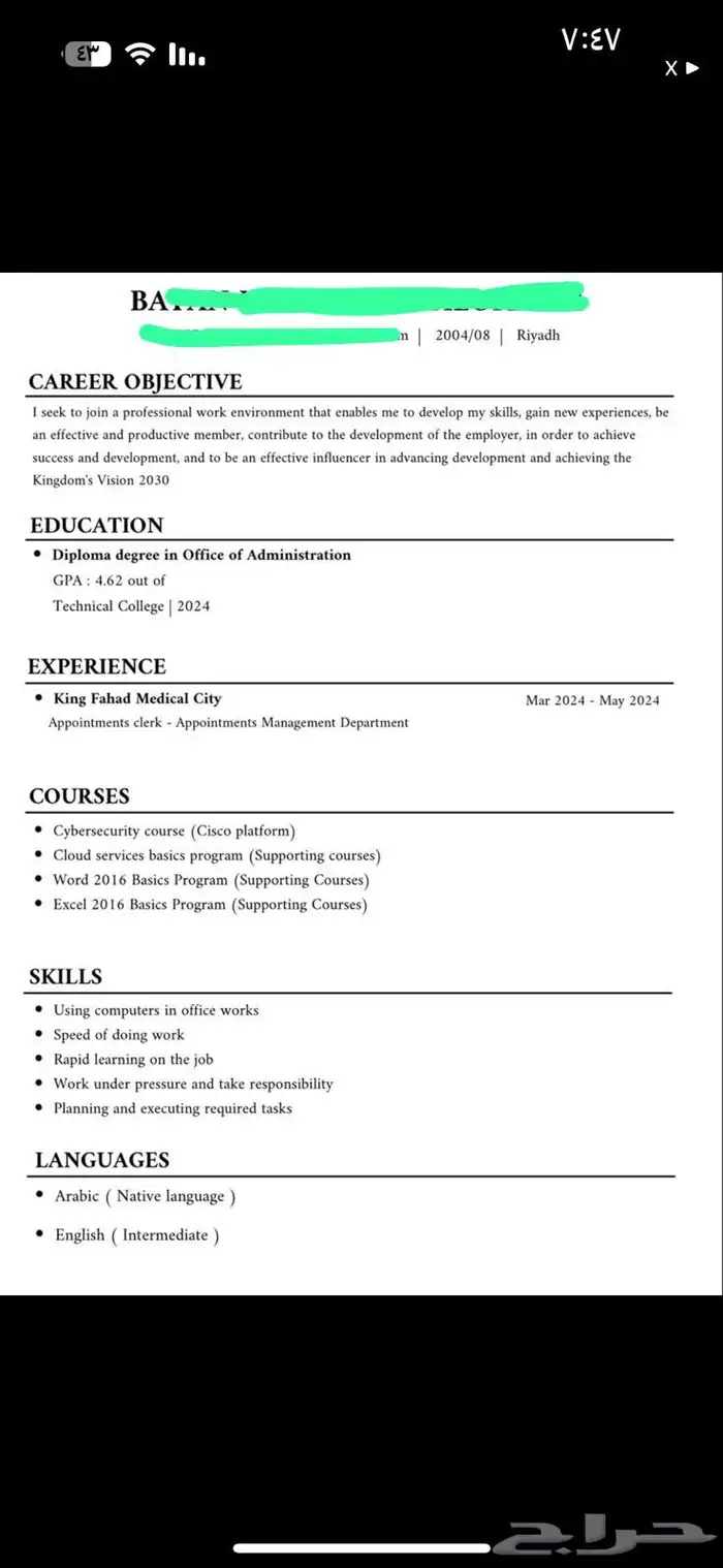 سي في احترافي 1