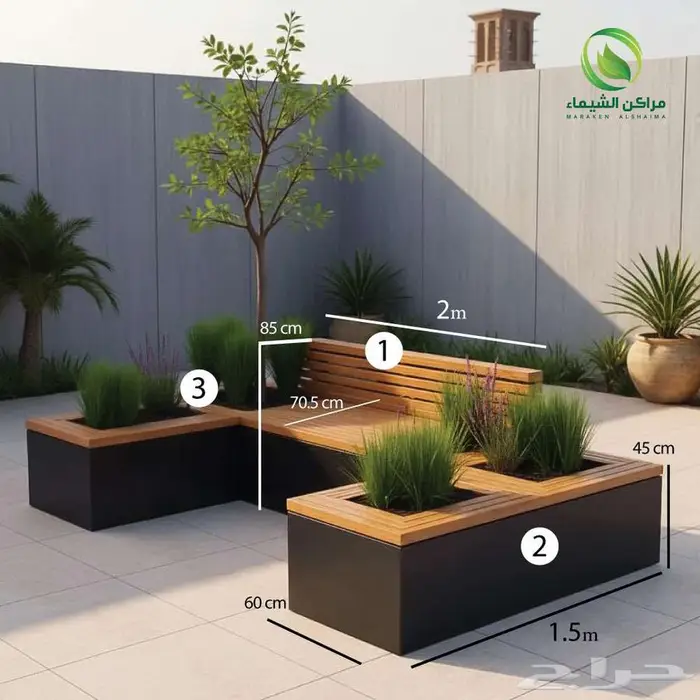 جلسات خارجية نوافير واحواض للزرع تنسيق حدائق فايبر 15