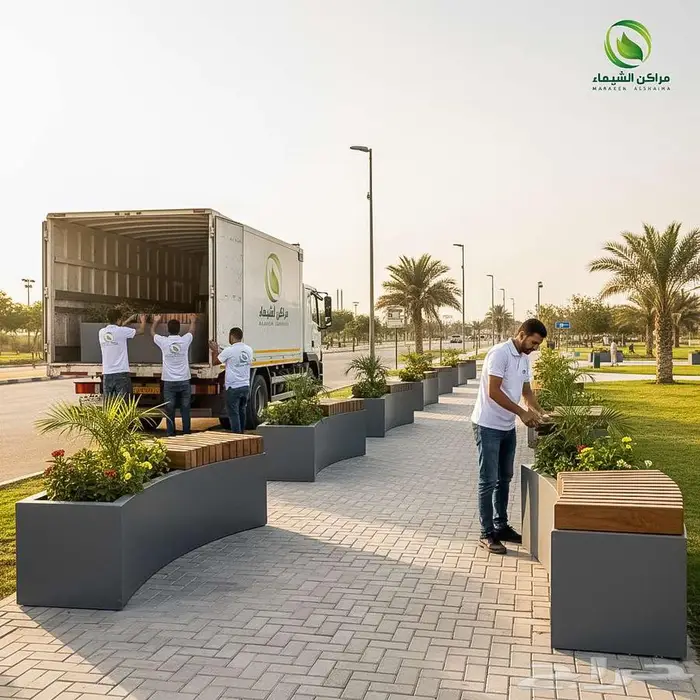 جلسات خارجية نوافير واحواض للزرع تنسيق حدائق فايبر 9